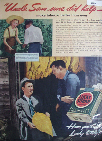 Lucky Strike Cigarettes 1940 Ad