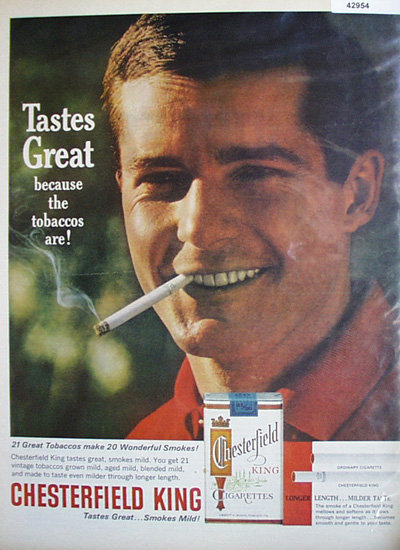 Chesterfield King Cigarettes 1963 Ad.