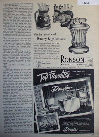 Ronson Lighter 1952 Ad.