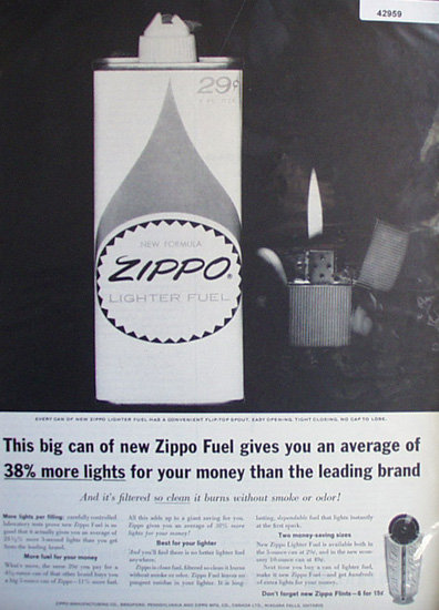 Zippo Lighter Fuel 1963 Ad