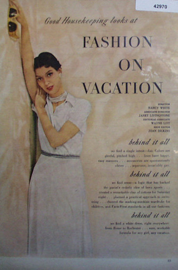 Fashion On Vacation 1950 Ad.