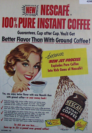 Nescafe Instant Coffee 1953 Ad.