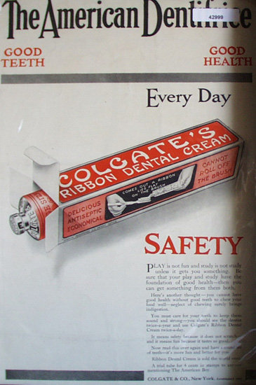 Colgates Ribbon Dental Cream 1914 Ad.