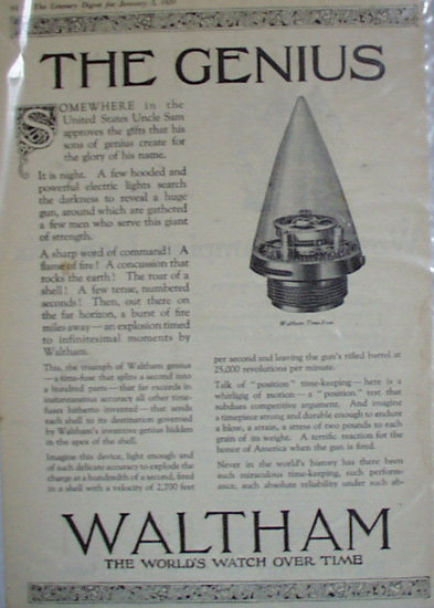Waltham Watches 1920 Ad