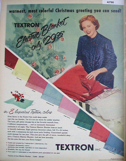 Textron Electric Blanket 1950 Ad