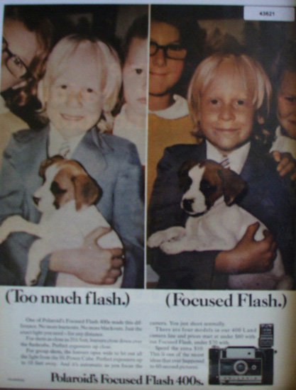 Polaroids Focused Flash 400 Camera 1971 Ad.