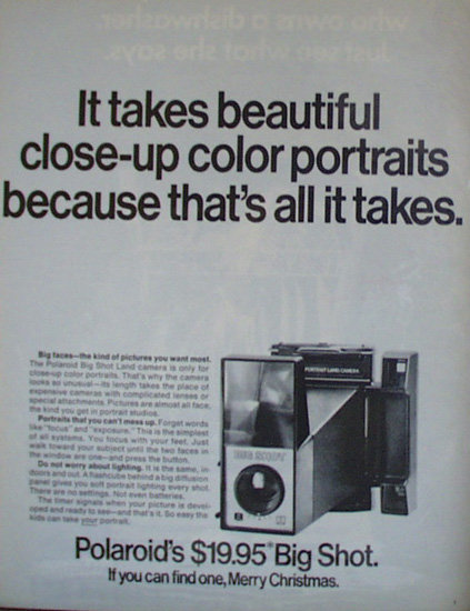Polaroid Big Shot Camera 1971 Ad.