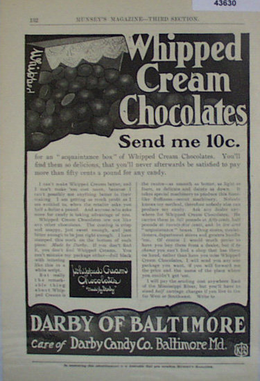 Darby of Baltimore Candy 1907 To 1912 Ad