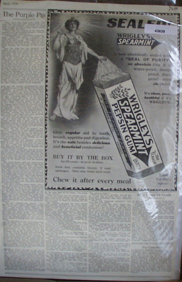 Wrigleys Spearmint Pepsin Gum 1914 Ad