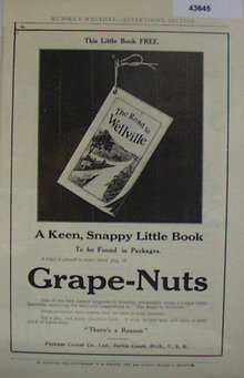 Grape Nuts Cereal 1907 To 1912 Ad