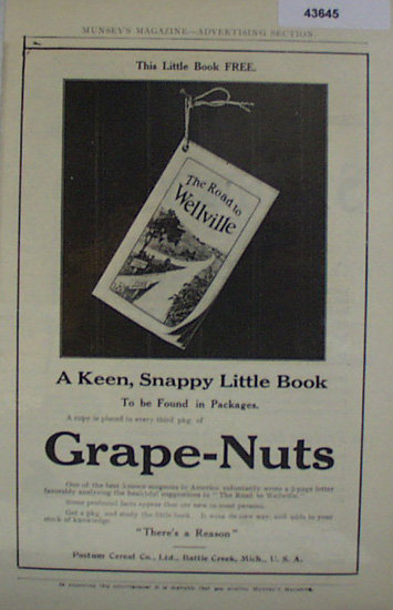Grape Nuts Cereal 1907 To 1912 Ad