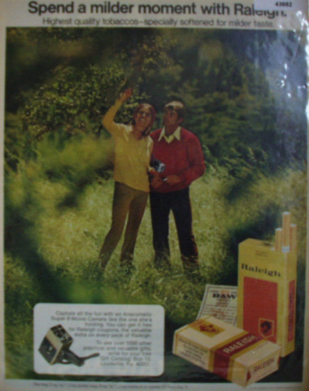 Raleigh Filter Tip Cigarettes 1972 Ad.