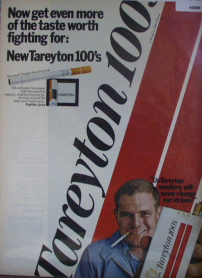 Tareyton 100's Cigarettes 1967 Ad