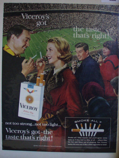 Viceroy Filter Tip Cigarettes 1963 Ad