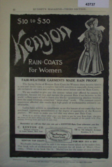 Kenyon Rain Coats For Women 1907 To 1912 Ad