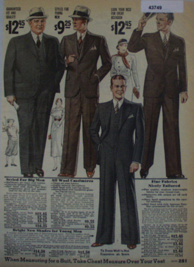 Sears Mens Suits 1933 Ad.