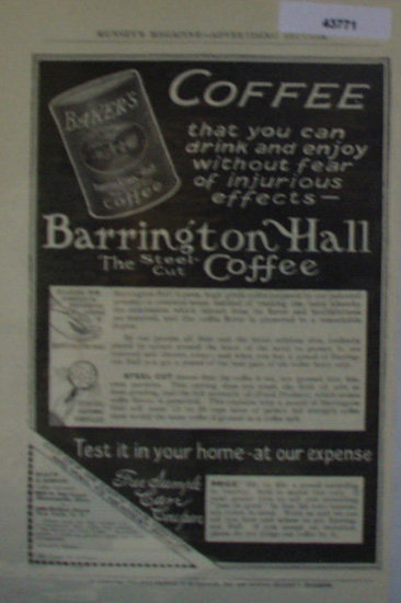 Bakers Coffee 1907 To 1912 Ad