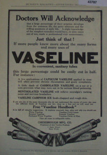 Chesebrough Mfg. Co. Vaseline 1907 To 1912 Ad.