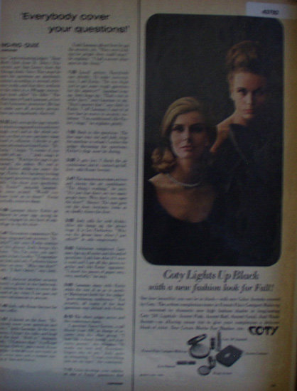 Coty Makeup Lipstick Eye Shadow 1963 Ad