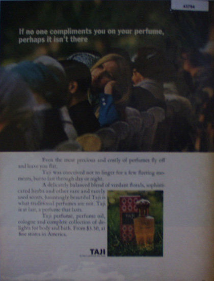 Taji Perfume 1967 Ad.