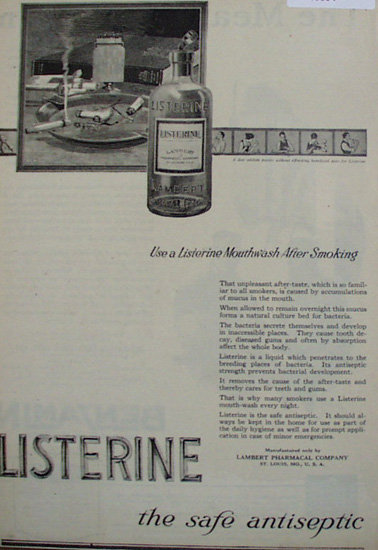 Listerine Mouthwash 1920 Ad