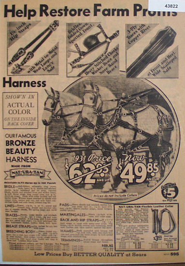 Sears Farm Horse Harness 1933 Ad