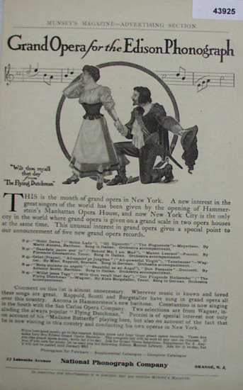 Edison Phonograph 1907 To 1912 Ad