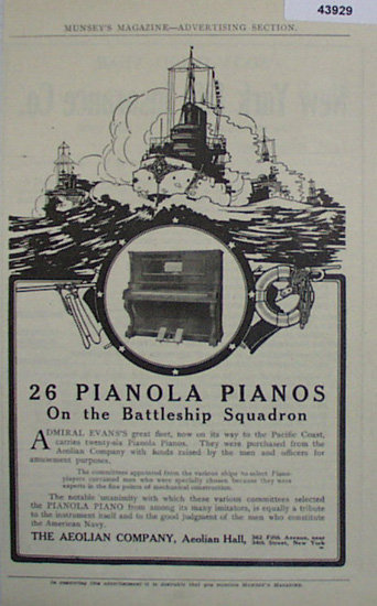 Pianola Pianos 1907 To 1912 Ad