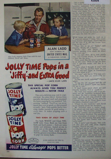 Jolly Time Pop Corn 1950 Ad
