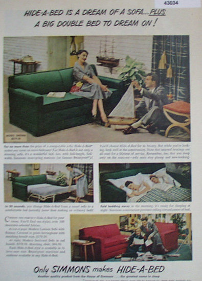 Simmons Hide A Bed 1950 Ad