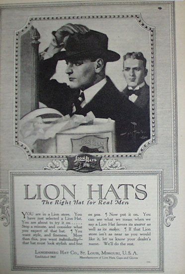 Lion Hats 1920 Ad