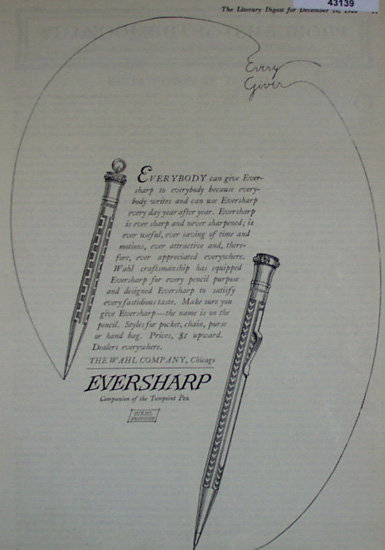 Eversharp Pencils 1920 Ad