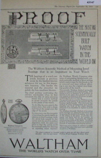Waltham Scientifically Built Watch 1920 Ad