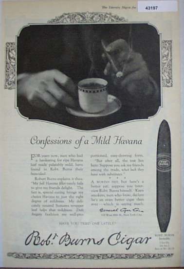 Robt. Burns Cigars 1920 Ad