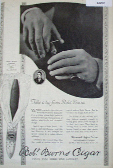 Robt. Burns Cigar 1920 Ad