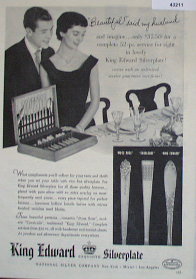 King Edward Exquisite Silverplate 1950 Ad