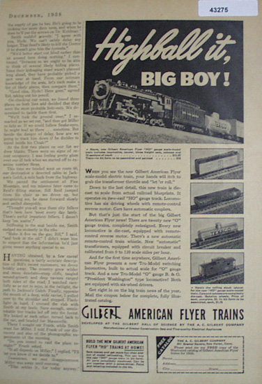 Gilbert American Flyer Trains 1938 Ad