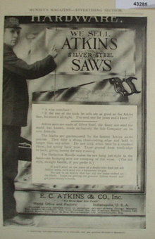 E.C. Atkins Co. Saws 1907 To 1912 Ad