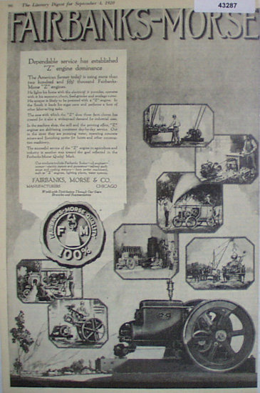 Fairbanks Morse Engines 1920 Ad