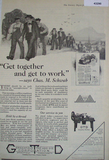 Greenfield Tap And Die Corp. 1920 Ad