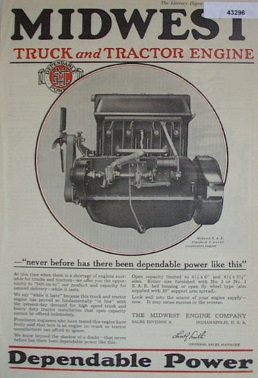 Midwest Truck And Tractor Engine 1920 Ad.