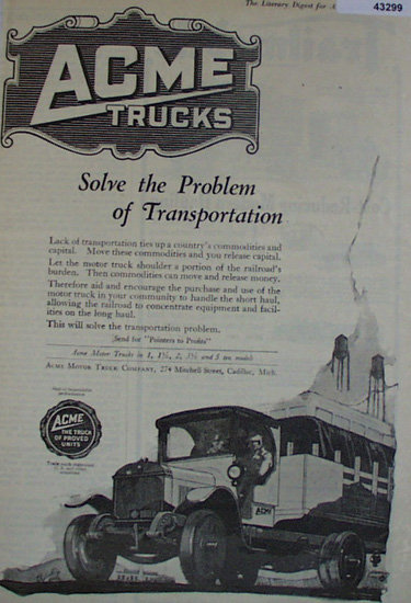 Acme Trucks 1920 Ad