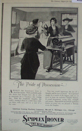 Simplex Ironer 1920 Ad.