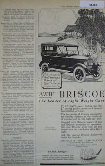 Briscoe Touring Car 1920 Ad.