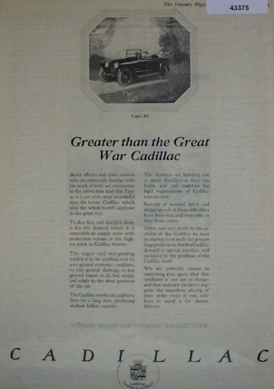 Cadillac Type 59 1920 Ad