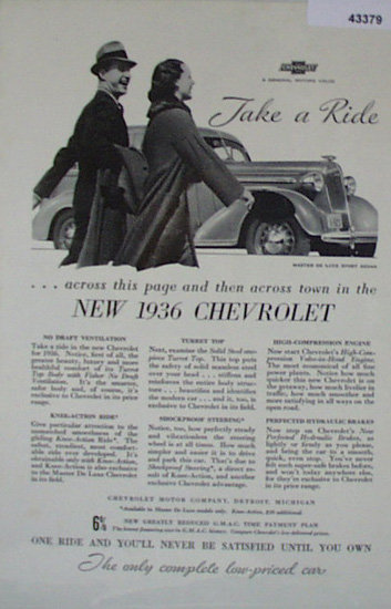 Chevrolet Master De Luxe Sedan 1936 Ad