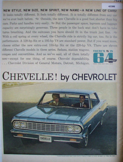 Chevelle By Chevrolet 1964 Ad