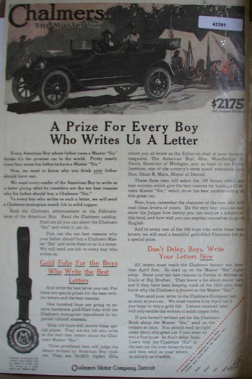 Chalmers Master Six 1914 Ad.