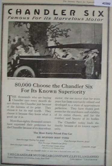 Chandler Six Car 1920 Ad