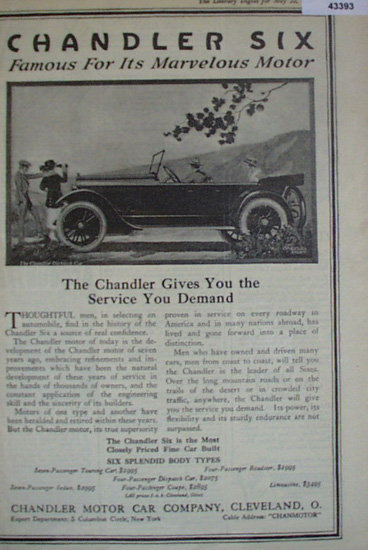 Chandler Six Car 1920 Ad